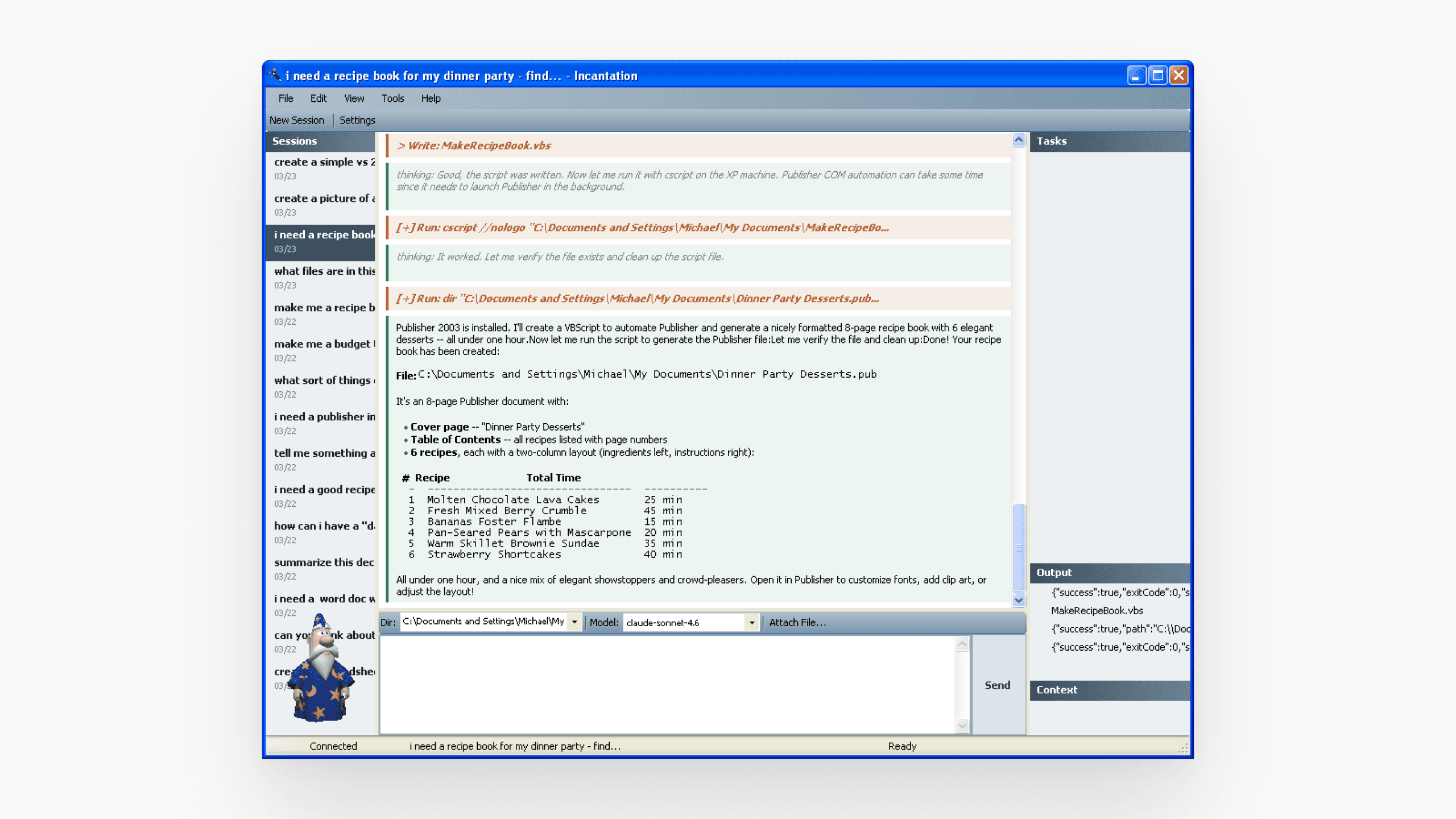 Incantation, an AI agent for Windows XP.